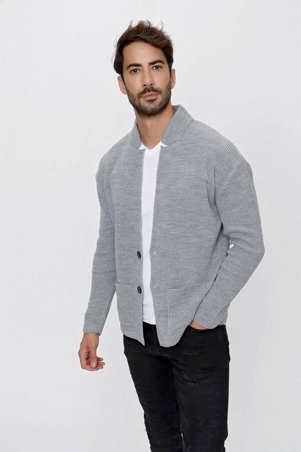 Men's Regular Fit Selanik Knit Cardigan Grey 23w208 - 5