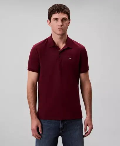 Men's Regular-Fit Smooth Cotton Monogram Logo Polo Shirt - Deep Rouge 