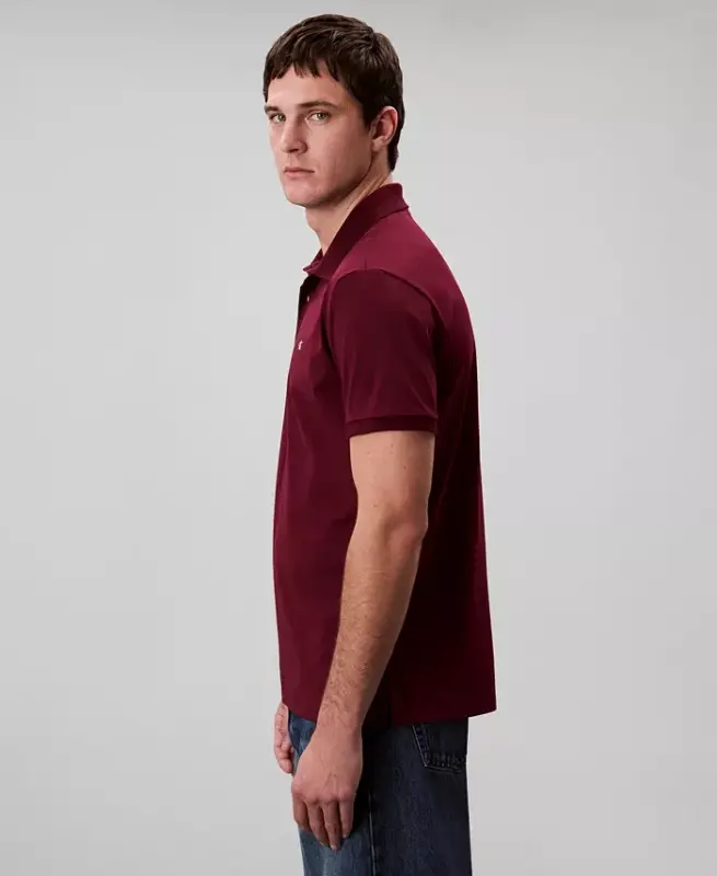 Men's Regular-Fit Smooth Cotton Monogram Logo Polo Shirt - Deep Rouge - 4