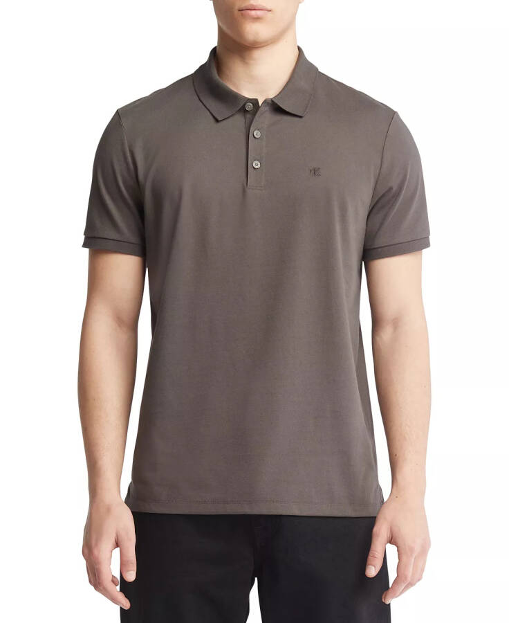 Men's Regular-Fit Smooth Cotton Monogram Logo Polo Shirt Juniper Mist - 1