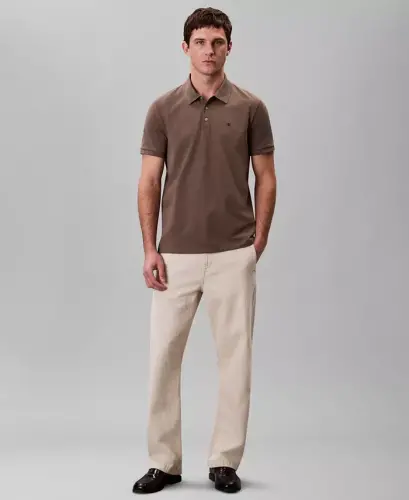 Men's Regular-Fit Smooth Cotton Monogram Logo Polo Shirt-Morel - CALVIN KLEIN (1)