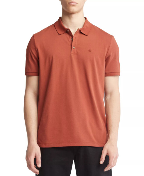 Men's Regular-Fit Smooth Cotton Monogram Logo Polo Shirt Roasted Russet - 1