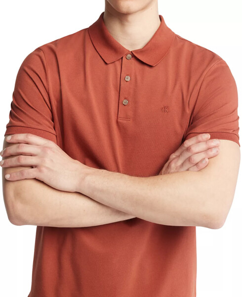 Men's Regular-Fit Smooth Cotton Monogram Logo Polo Shirt Roasted Russet - 3