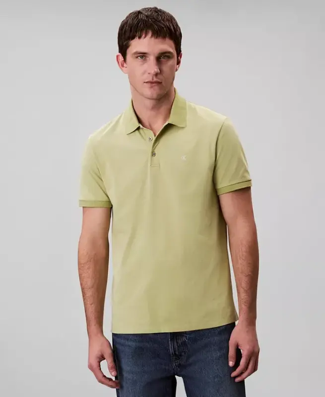 Men's Regular-Fit Smooth Cotton Monogram Logo Polo Shirt - Winter Pear - CALVIN KLEIN
