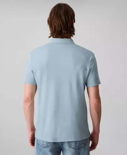 Men's Regular-Fit Smooth Cotton Monogram Logo Polo Shirt - WINTER SKY - 3