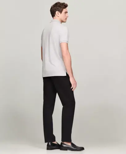 Men's Regular-Fit Smooth Touch Liquid Cotton Collar Stripe Polo Shirt - Light Grey Heather - TOMMY HILFIGER (1)