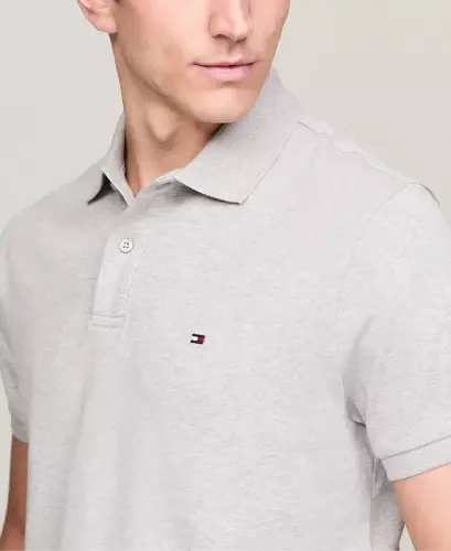 Men's Regular-Fit Smooth Touch Liquid Cotton Collar Stripe Polo Shirt - Light Grey Heather - 3