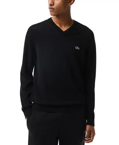 Men's Regular-Fit Solid V-Neck Sweater - 031 - Black - LACOSTE (1)