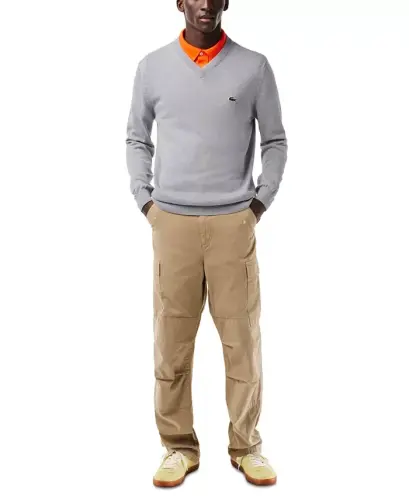 Men's Regular-Fit Solid V-Neck Sweater - CCA - Argent Chine - 1