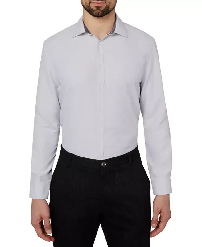 Men's Regular Fit Solid Wrinkle Free Performance Dress Shirt - 2