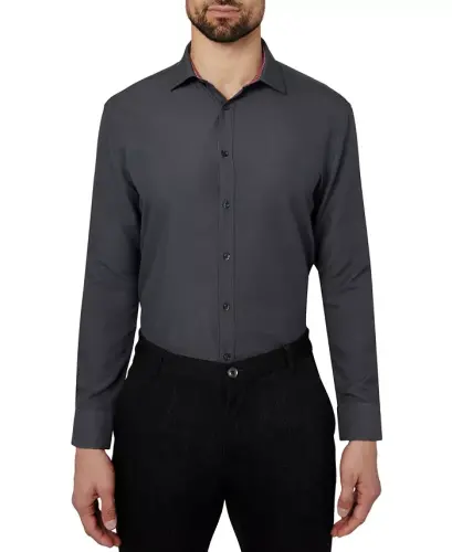 Men's Regular Fit Solid Wrinkle Free Performance Dress Shirt - 2