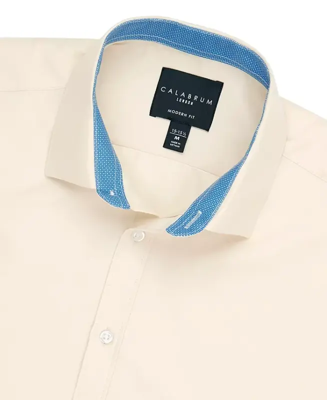 Men's Regular Fit Solid Wrinkle Free Performance Dress Shirt - CALABRUM