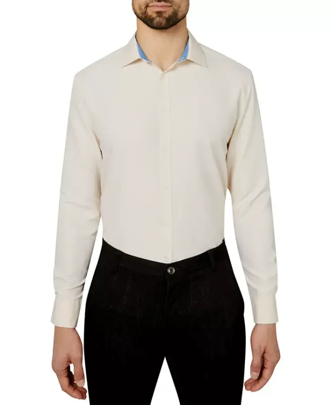 Men's Regular Fit Solid Wrinkle Free Performance Dress Shirt - 2