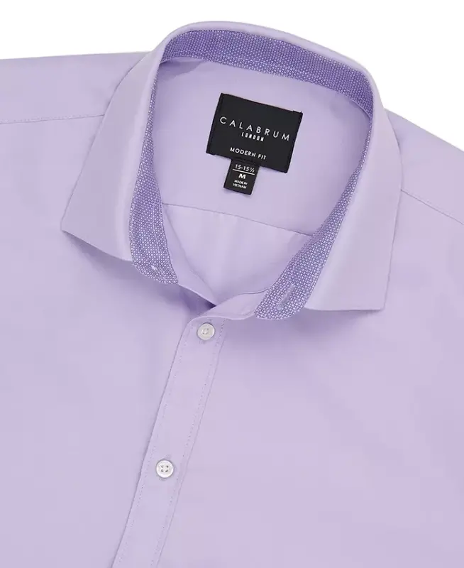 Men's Regular Fit Solid Wrinkle Free Performance Dress Shirt - CALABRUM