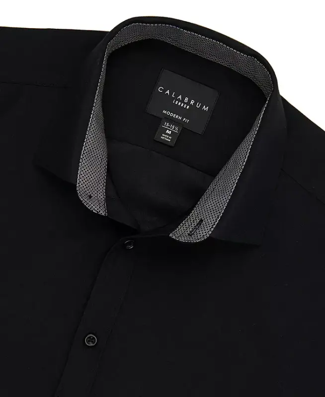 Men's Regular Fit Solid Wrinkle Free Performance Dress Shirt - CALABRUM