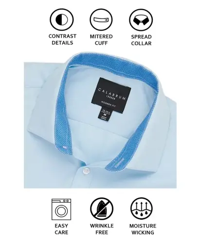 Men's Regular Fit Solid Wrinkle Free Performance Dress Shirt - 6