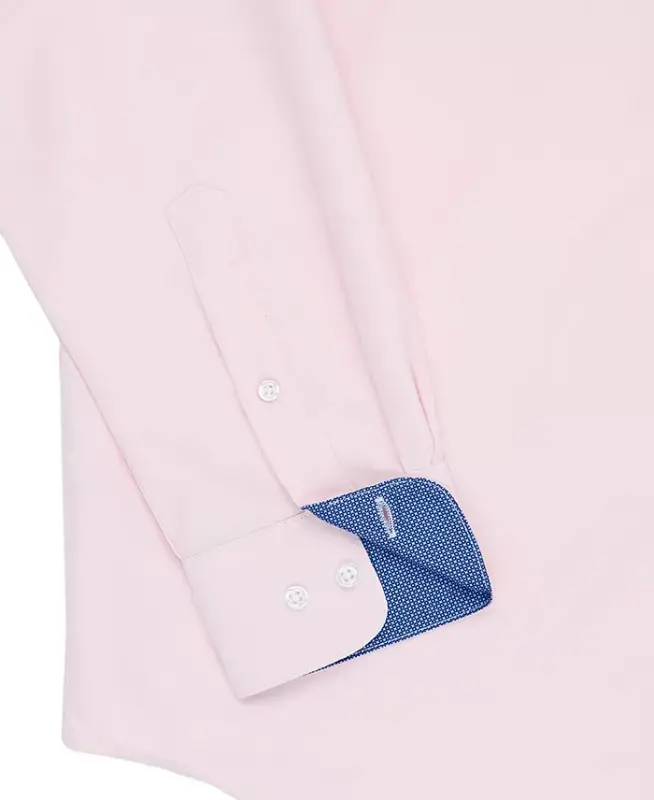 Men's Regular Fit Solid Wrinkle Free Performance Dress Shirt-Ballet Pink - 5