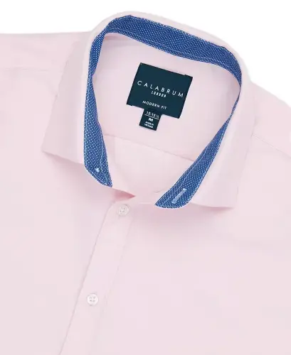 Men's Regular Fit Solid Wrinkle Free Performance Dress Shirt-Ballet Pink 