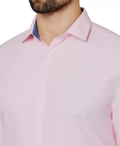 Men's Regular Fit Solid Wrinkle Free Performance Dress Shirt-Ballet Pink - 4