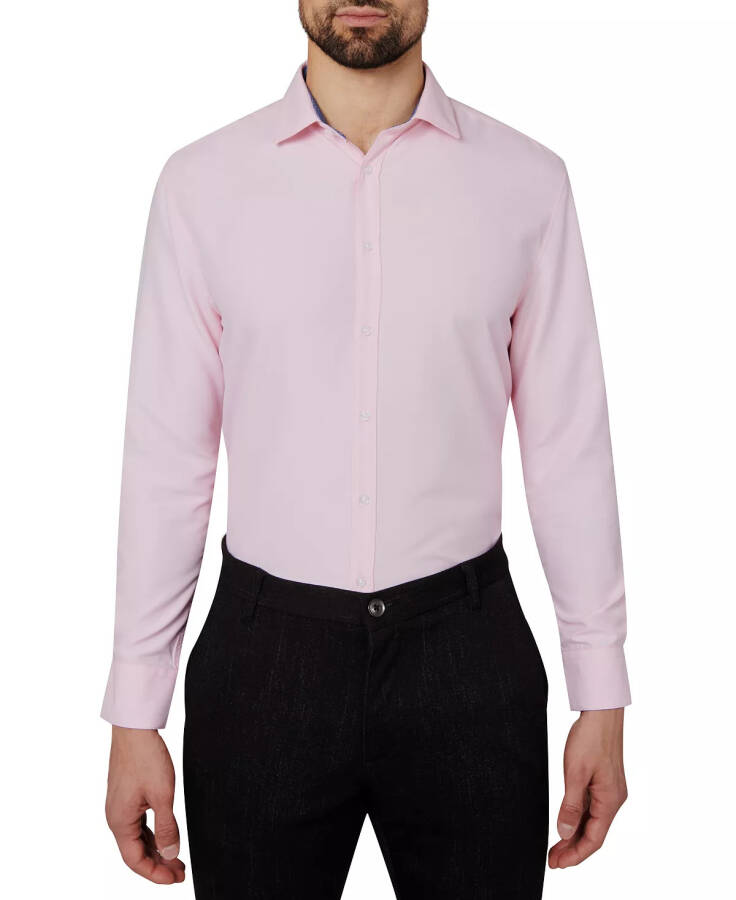 Men's Regular Fit Solid Wrinkle Free Performance Dress Shirt Ballet Pink - 2