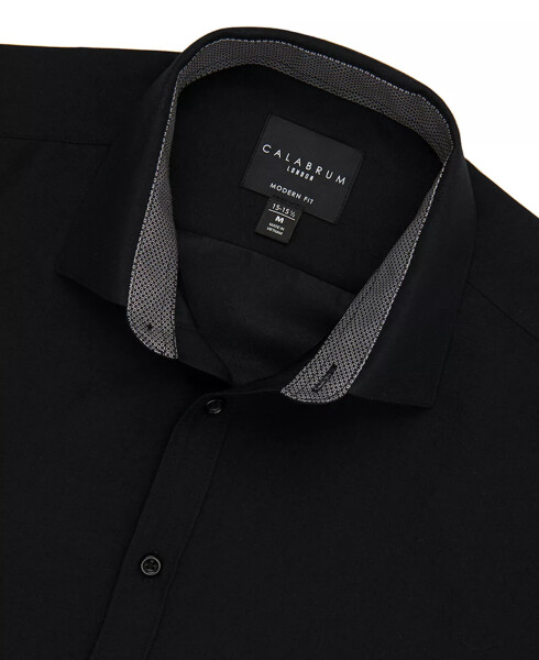 Men's Regular Fit Solid Wrinkle Free Performance Dress Shirt Black - 1