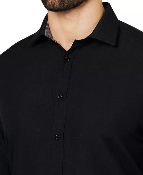 Men's Regular Fit Solid Wrinkle Free Performance Dress Shirt Black - 4