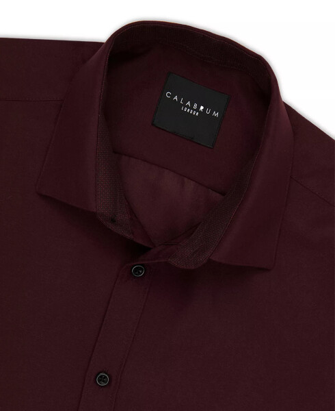 Men's Regular Fit Solid Wrinkle Free Performance Dress Shirt Burgundy - 1