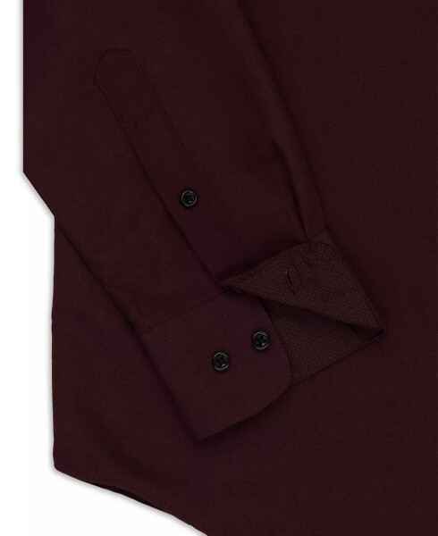 Men's Regular Fit Solid Wrinkle Free Performance Dress Shirt Burgundy - 5