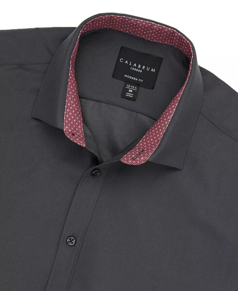 Men's Regular Fit Solid Wrinkle Free Performance Dress Shirt Charcoal - 1