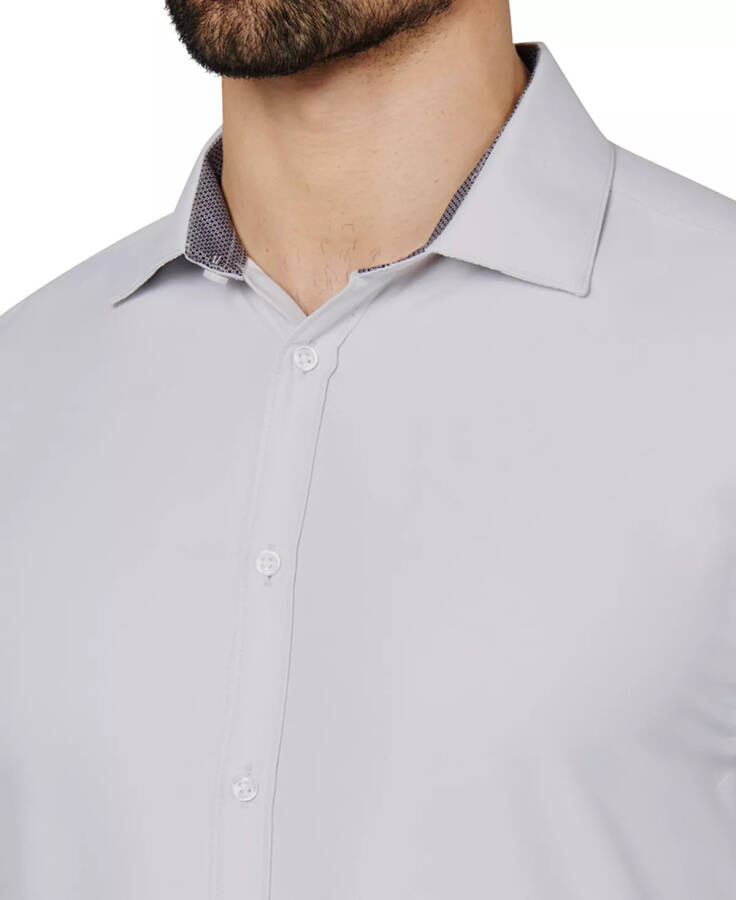 Men's Regular Fit Solid Wrinkle Free Performance Dress Shirt Grey - 4