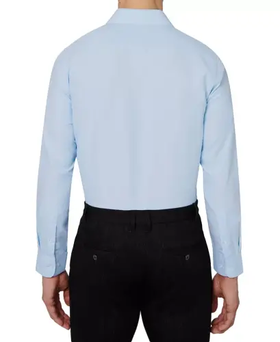 Men's Regular Fit Solid Wrinkle Free Performance Dress Shirt-Light Blue - 3
