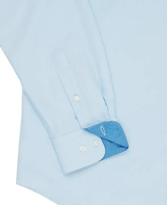 Men's Regular Fit Solid Wrinkle Free Performance Dress Shirt-Light Blue - 5