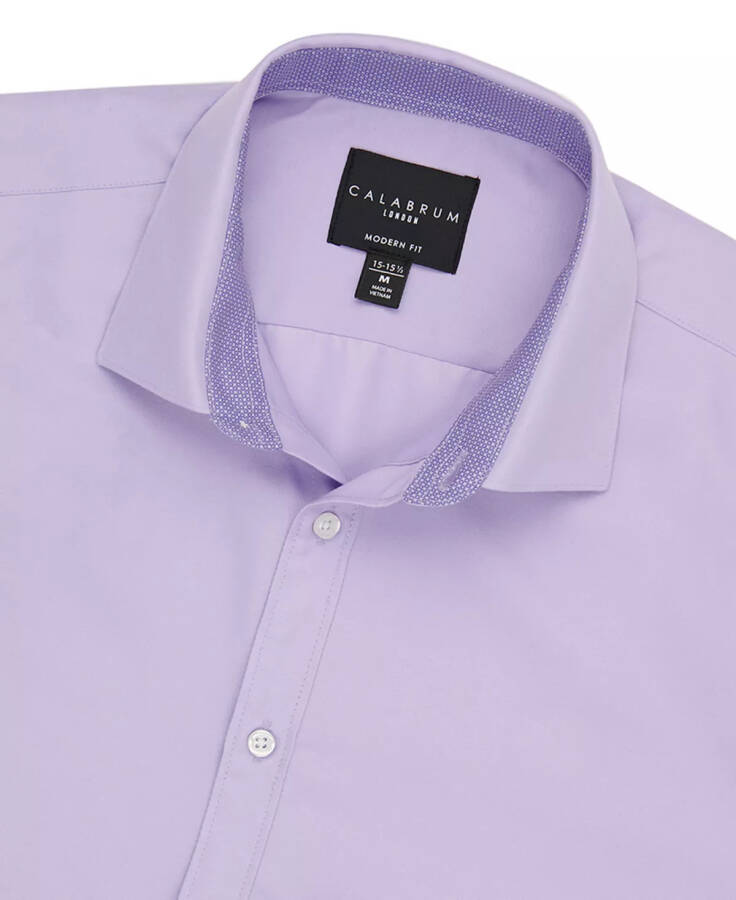 Men's Regular Fit Solid Wrinkle Free Performance Dress Shirt Lilac - 1