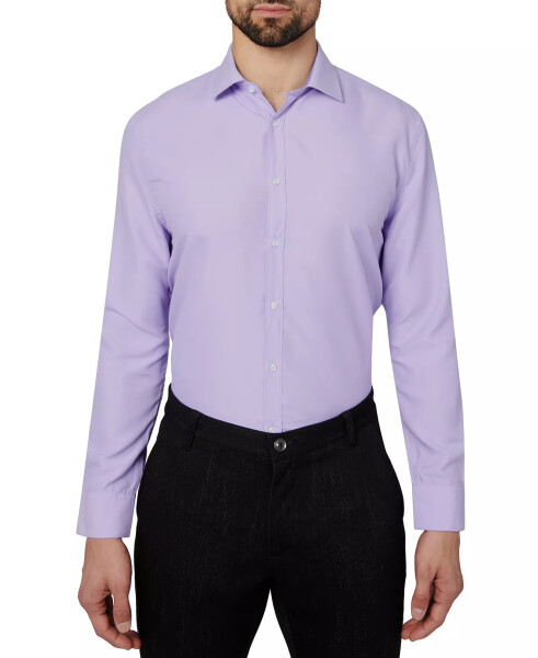 Men's Regular Fit Solid Wrinkle Free Performance Dress Shirt Lilac - 2