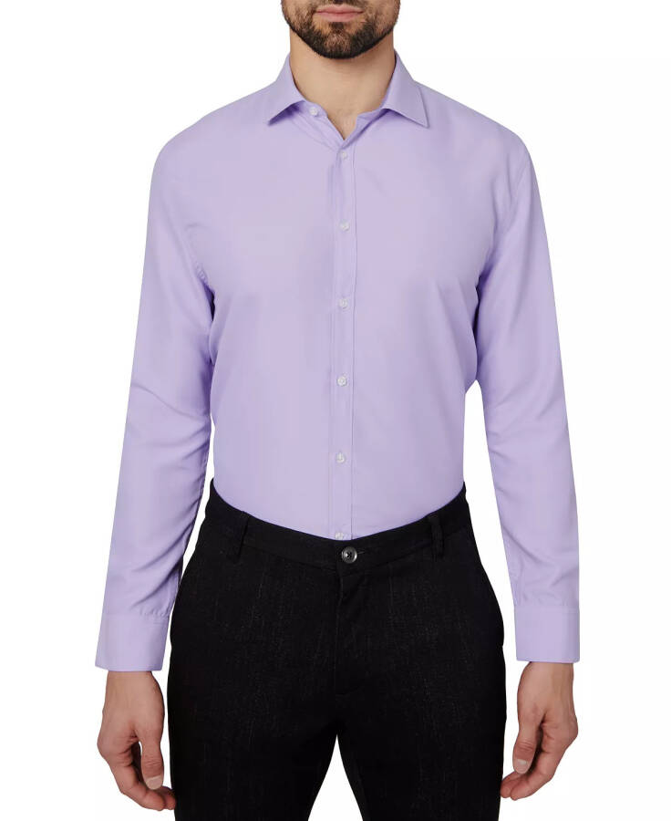 Men's Regular Fit Solid Wrinkle Free Performance Dress Shirt Lilac - 2