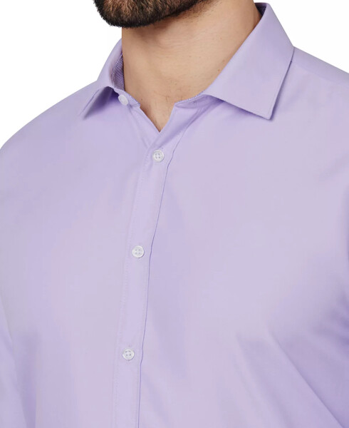 Men's Regular Fit Solid Wrinkle Free Performance Dress Shirt Lilac - 4