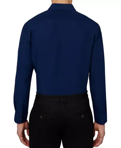 Men's Regular Fit Solid Wrinkle Free Performance Dress Shirt-Navy - 3