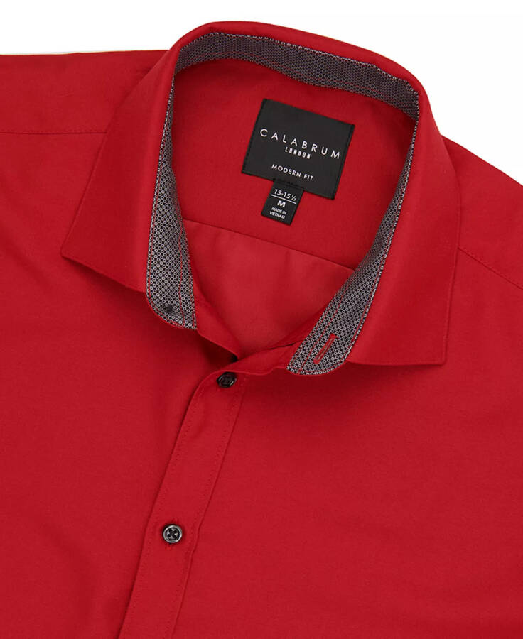 Men's Regular Fit Solid Wrinkle Free Performance Dress Shirt Red - 1