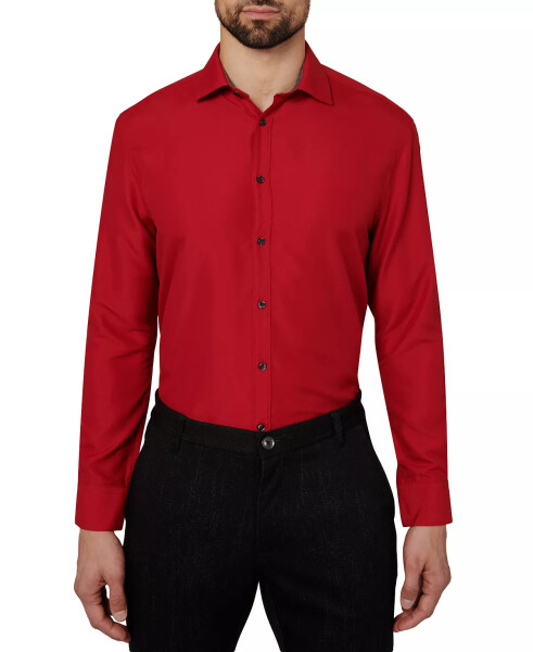 Men's Regular Fit Solid Wrinkle Free Performance Dress Shirt Red - 2