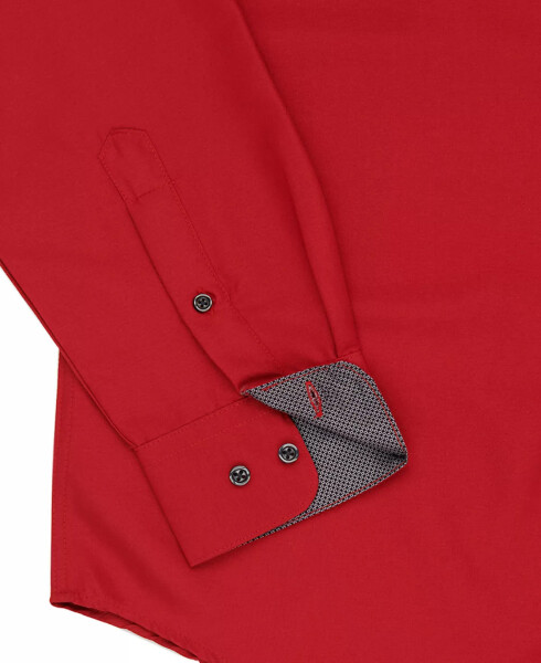 Men's Regular Fit Solid Wrinkle Free Performance Dress Shirt Red - 5