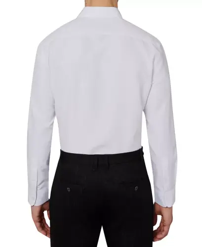 Men's Regular Fit Solid Wrinkle Free Performance Dress Shirt-White - 3