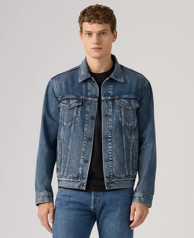 Men's Regular-Fit Stretch Denim Trucker Jacket - Lombard - 1