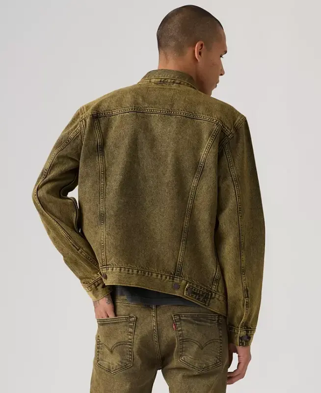 Men's Regular-Fit Stretch Denim Trucker Jacket - Space Dust - 6