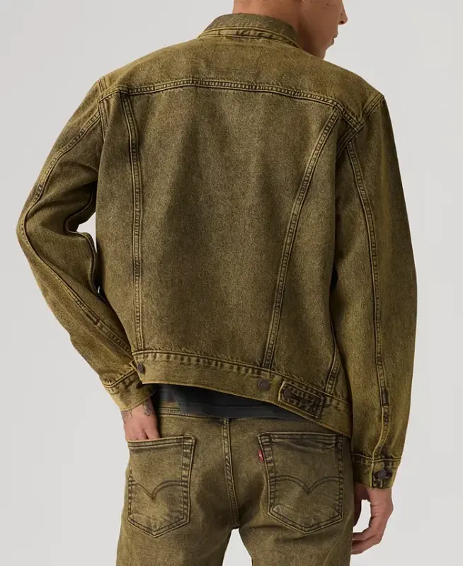 Men's Regular-Fit Stretch Denim Trucker Jacket - Space Dust - 5