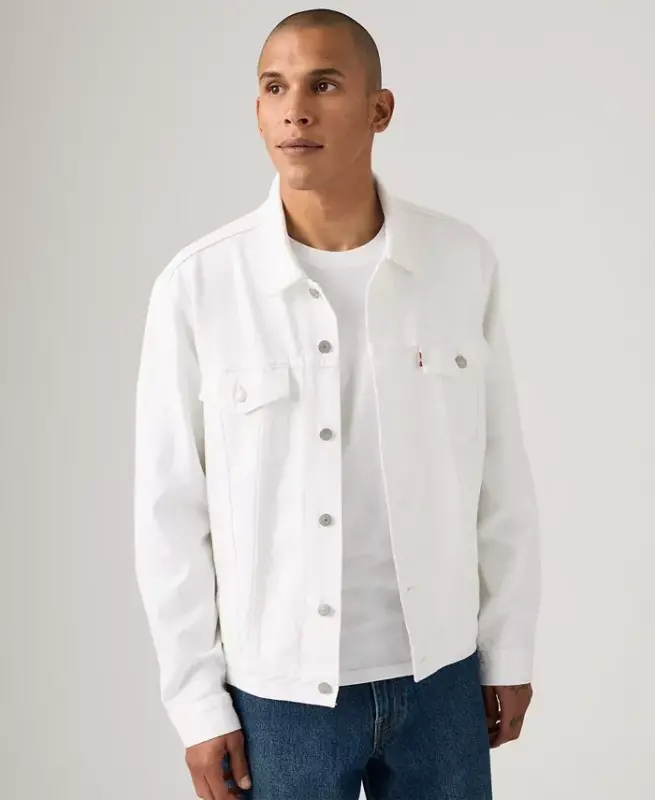 Men's Regular-Fit Stretch Denim Trucker Jacket - White River Rock - 1