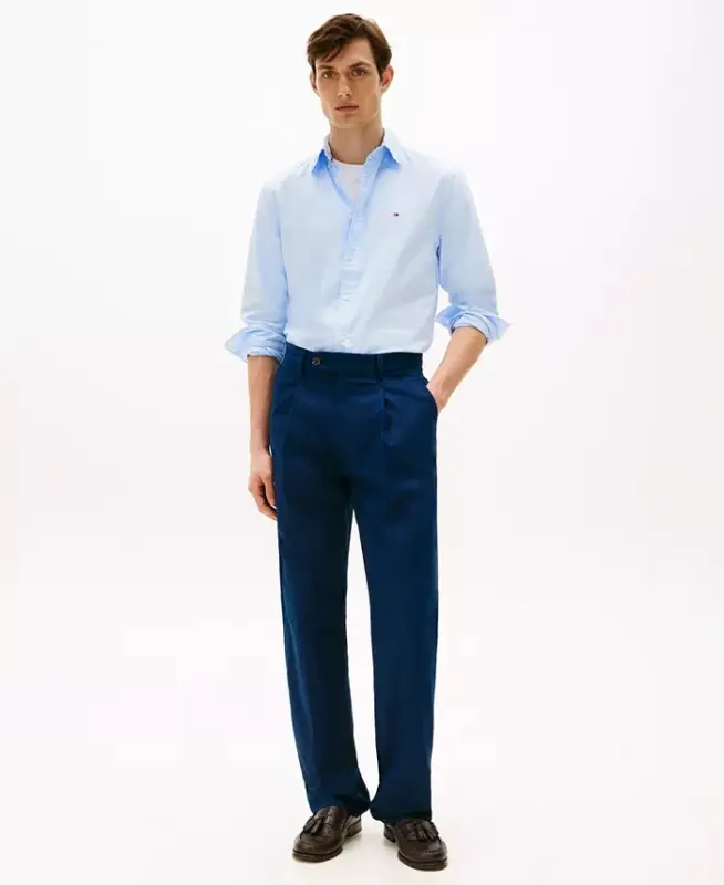 Men's Regular-Fit Stretch Poplin Button-Down Shirt-Sweet Blue - 2