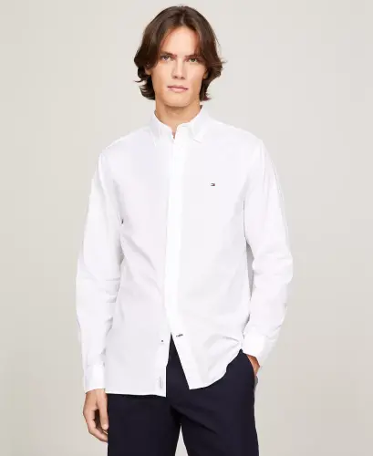 Men's Regular-Fit Stretch Poplin Button-Down Shirt-White - 4