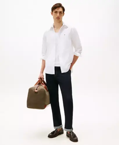 Men's Regular-Fit Stretch Poplin Button-Down Shirt-White - TOMMY HILFIGER (1)