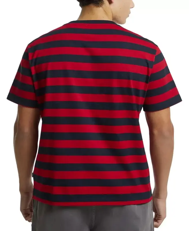 Men's Regular-Fit Stripe Embroidered Logo Graphic T-Shirt-Red And Blue Stripes - 2