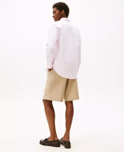 Men's Regular-Fit Striped Heritage Oxford Long-Sleeve Shirt - Rose Petal / White - 2